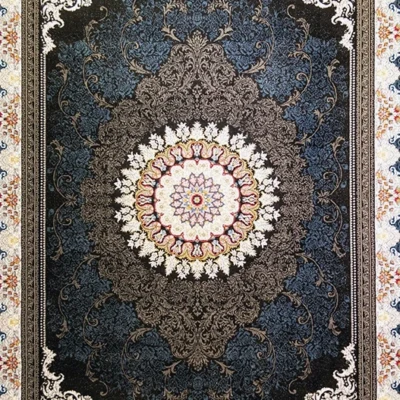 فرش ماشینی نئو کلاسیک سرمهای ۱۲ متری
